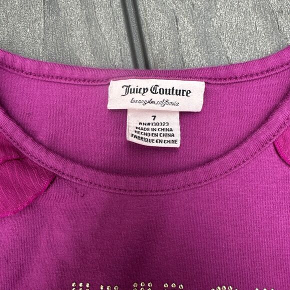 Lot of 2 Juicy Couture Girls Long Sleeves Pullover Shirts Size 6 & 7 - Picture 3 of 16